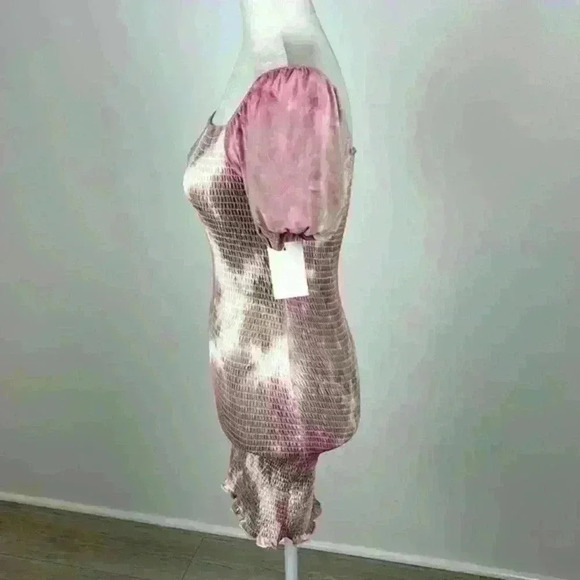 VIBE Pink Tie Dye Ruched Mini Dress Size M NWT - Picture 3 of 8